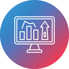 Online Statistics Line Gradient Circle Background Icon