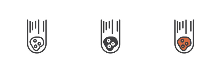 Falling meteor line, solid and colorful icon set pack