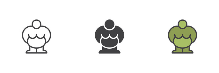 Venus figurine line, solid and colorful icon set pack