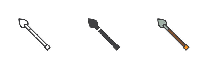 Prehistoric spear line, solid and colorful icon set pack