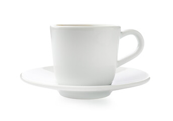 Aromatic coffee in cup isolated on white