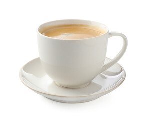 Aromatic coffee in cup isolated on white