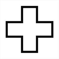 Obraz premium A simple black outline of a medical cross on a white background used for healthcare and medical purposes globally as a symbol