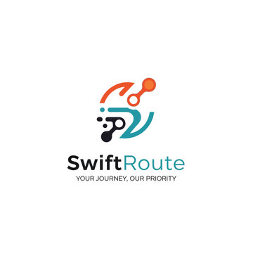 SwiftRoute logo with abstract design and tagline.