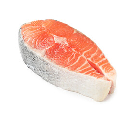 Piece of salmon fillet isolated on white