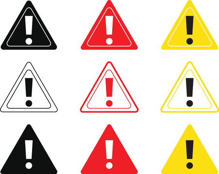 red warning sign icon yellow stop sign black warnign sign stop exclaimation sign danger symbol icon