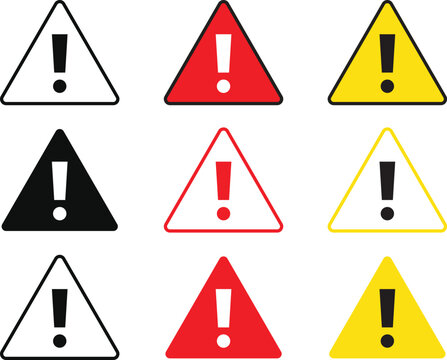 red warning sign icon yellow stop sign black warnign sign stop exclaimation sign danger symbol icon
