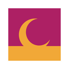 Crescent moon over horizon Vector