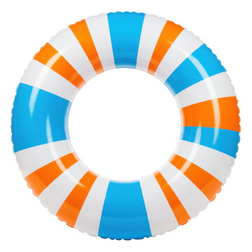 Striped inflatable swim ring isolated on transparent background