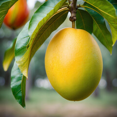 Ripe mango on a tree. Fresh fruit