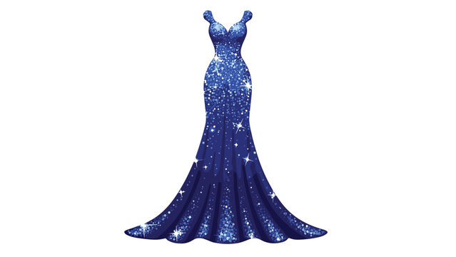 Elegant royal blue evening gown with sparkling details and a flowing train is perfect for a glamorous event.
