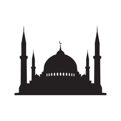 Silhouette of a mosque with multiple minarets Vector