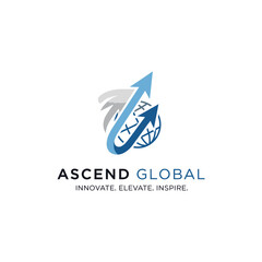 Ascend Global Logo with Globe and Arrow.