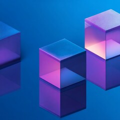 Three translucent cubes with lighting reflections