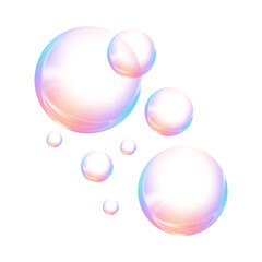 Soap bubbles on a transparent background, painted in watercolor PNG