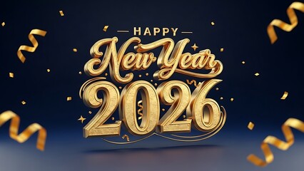 Happy New Year 2026 celebration greeting card with a winter snow star illustration and holiday decoration design vector label