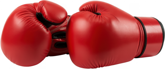 Red boxing gloves sports isolated on a transparent background