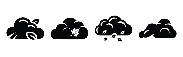 autumn cloud silhouette icon vector set