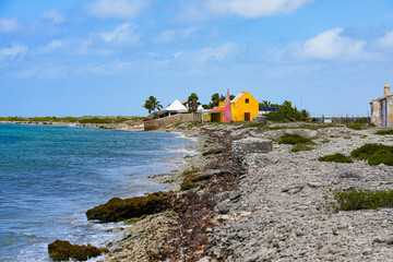 Historic Slave Huts (Slave Houses) on the Salt Flats Coast of Bonaire in the Dutch Caribbean