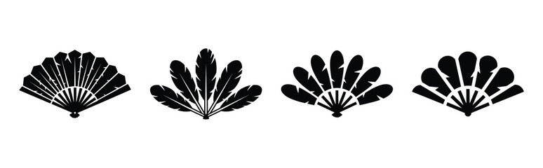 feather fan silhouette icon vector set © SreeBinodiny