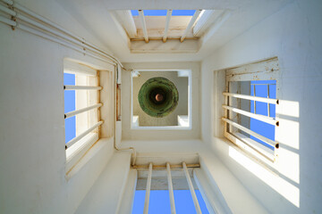 Interior of the lighthouse of Fort Oranje in Kralendijk, Bonaire - Stone bell tower built in 1932...
