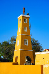 Fort Oranje and Lighthouse in Kralendijk, Bonaire - 17th century Dutch fortification in the...