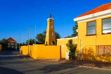 Fort Oranje and Lighthouse in Kralendijk, Bonaire - 17th century Dutch fortification in the...