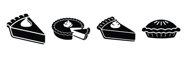 pumpkin pie silhouette icon vector set