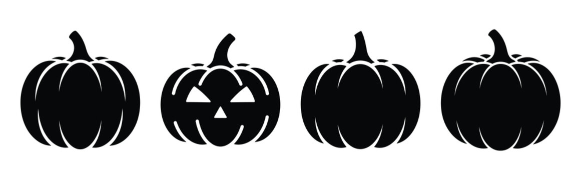 pumpkin silhouette icon vector set