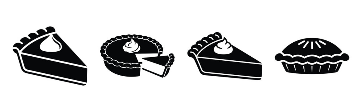 pumpkin pie silhouette icon vector set