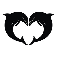 Two dolphins forming a heart