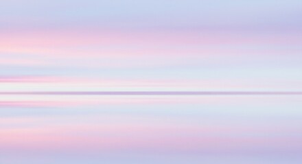 淡い紫ピンクと水色の光が水平線で溶け合う穏やかな朝焼けのパステルグラデーションが心を包み込む幻想的な抽象イメージ. AI Generated