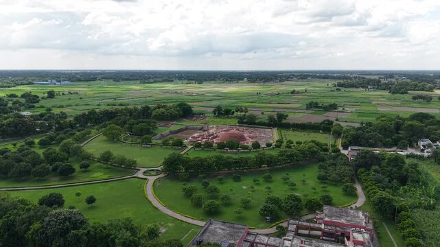 4K Drone Footage of Ruins of Lichhavi King Fort, Vaishali, Bihar | Aerial View of Ancient Historical Ruins and Archaeological Heritage Site in India