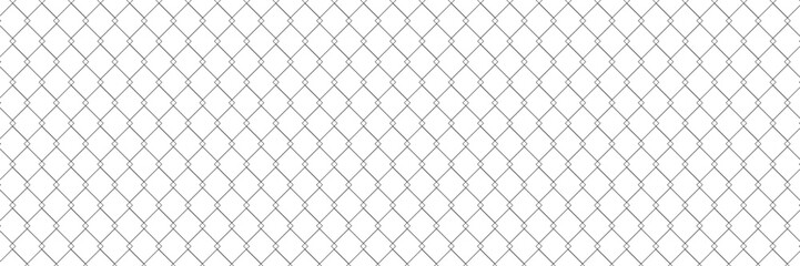 Fototapeta premium Steel wire chain link fence seamless pattern. Metal lattice with rhombus, diamond shape silhouette. Grid fence background.