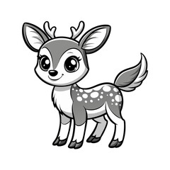 a beauty deer black and white line-art vector .ai