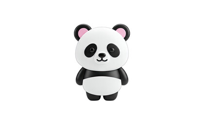 Cute Panda Bear Standing on White Background