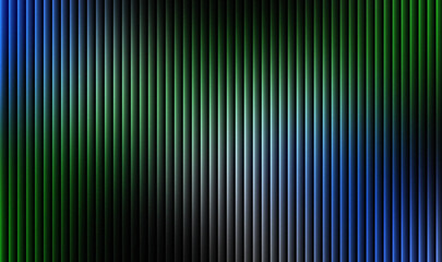 Abstract vertical blinds texture bathed in dramatic neon green and vibrant blue gradient light creating a futuristic digital background effect