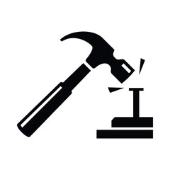 An icon of a hammer hammering a nail during a home renovation, illustrating DIY home improvement projects.