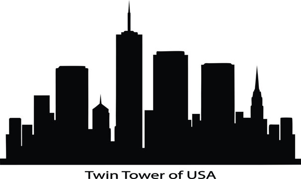  twin tower of usa skyline silhouette vector illustration