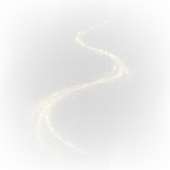 Flowing golden light on a transparent background with smooth curves and sparkles creating a bright design