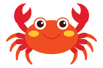 Cheerful Cartoon Crab Red Orange Vector Illustration
