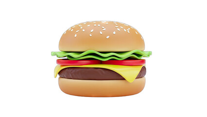 Delicious 3D Burger on White Background