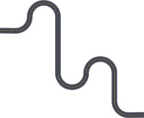 Top view highway path graphic showing a maze structure composed of squared wave segments and aligned lane lines.