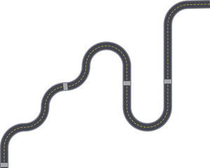 Top view roadway design displaying a continuous path formed by squared wave geometry and lane markings.
