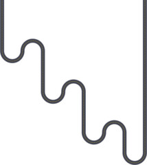 Top view road design presenting a diagonal path formed by repeated squared wave turns and clear lane lines.