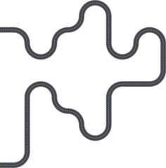 Top view street layout showing a labyrinth zigzag route built from squared wave turns.