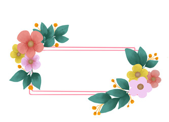 Floral Watercolor Frame with Soft Pastel Flowers