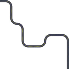 Top view street layout illustrating a continuous squared path with standard lane markings.