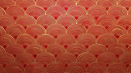 Red and gold japanese wave pattern seamless background