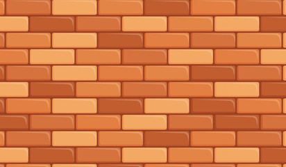 Obraz premium Seamless brick wall pattern vector background of red and orange clay bricks.